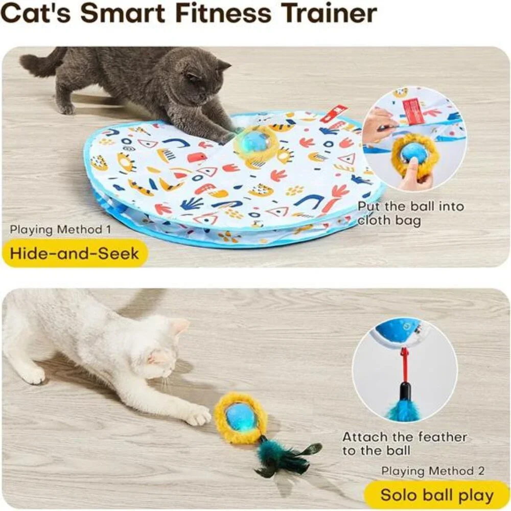 Interactive Cat Toys, Fast Moving Ball in Play Mat, Automatic Motion